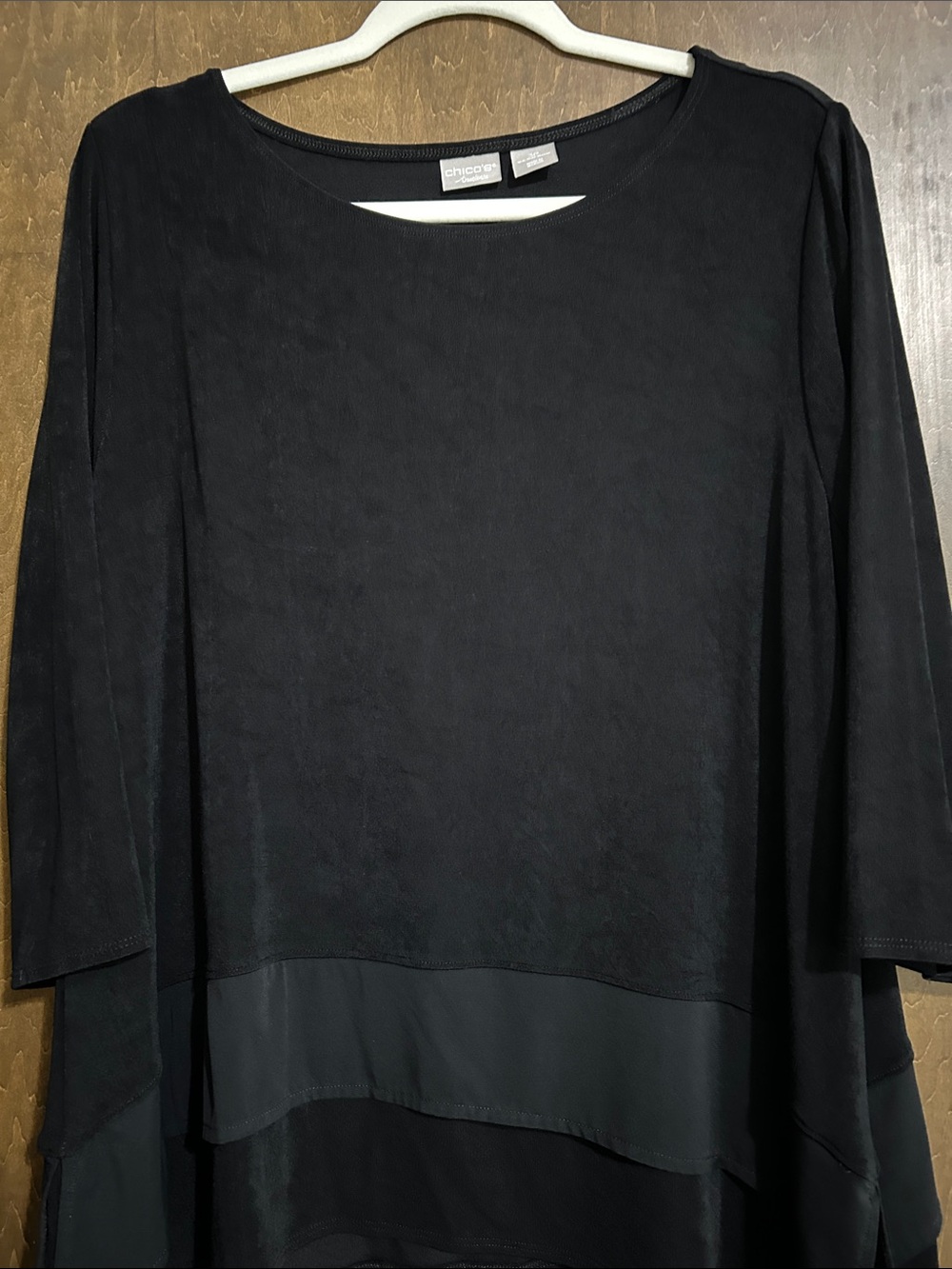 Chico's Black Layered Round-Neck Tunic xl - Picture 4 of 9
